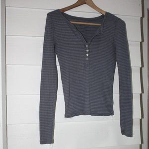 FREE PEOPLE We The Free Striped Button Top